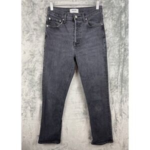 AGOLDE Riley high rise straight leg crop jeans womens 27 gray button fly denim